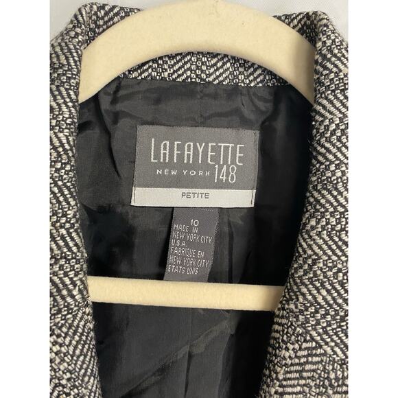 Lafayette 148 New York 100% Wool Tweed Button Front Blazer White Size Petite 10 - Picture 3 of 4